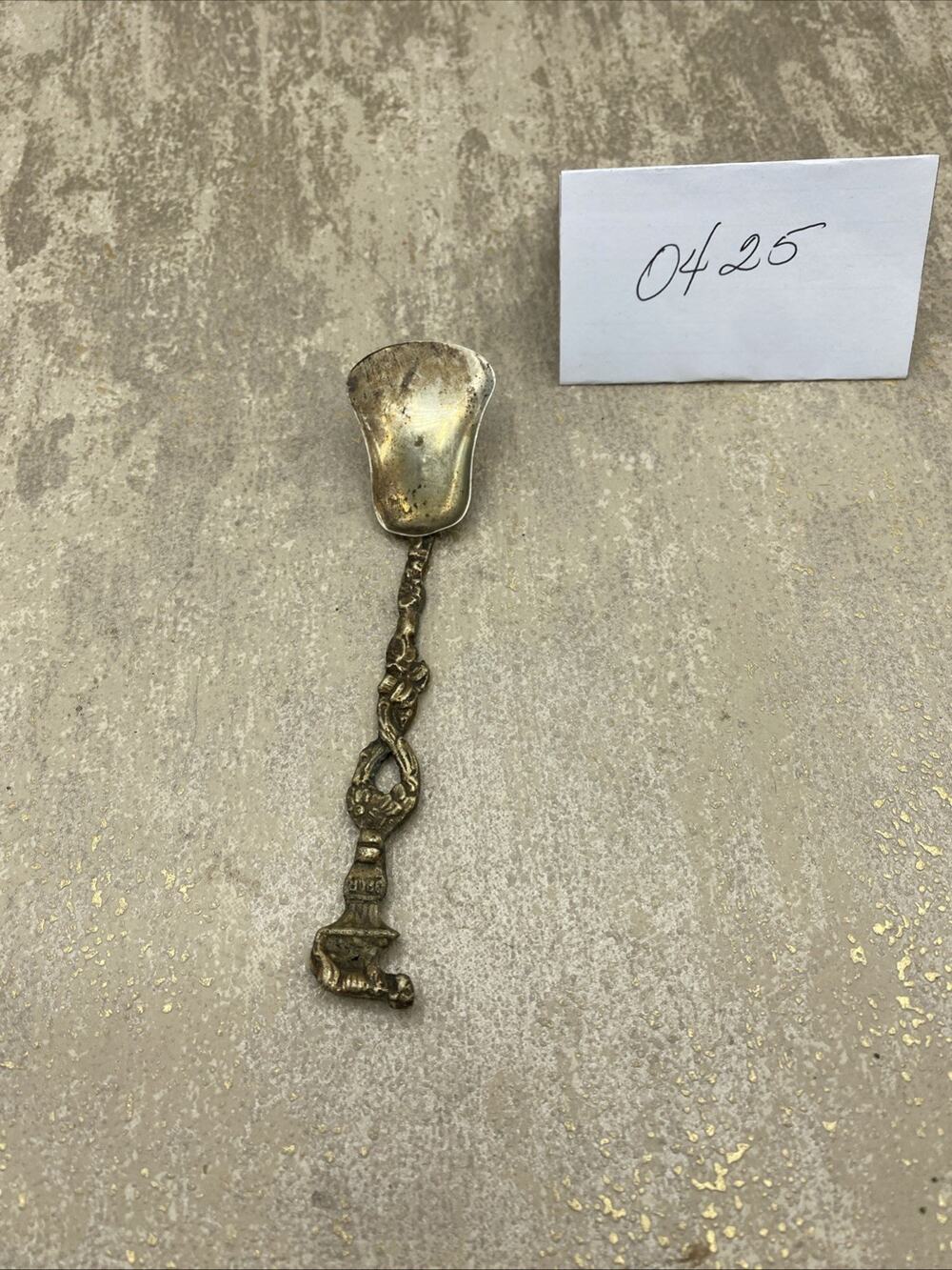 antique spok spoon ornate handle 4.5”